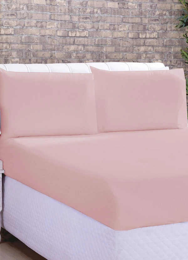Lar e Lazer - Jogo de Lençol Microfibra Queen 3 Peças Rosê 2