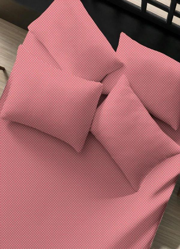 Portallar - Lençol Malha com Elástico Poá Rosa Queen