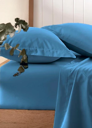 Rovi Home - Lençol Toque Acetinado Queen Azul - ROVI HOME