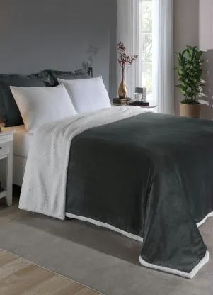 Mundo Lar - Cobertor Sherpa Dupla Face Chumbo Casal 1 Peça - MUNDO LAR