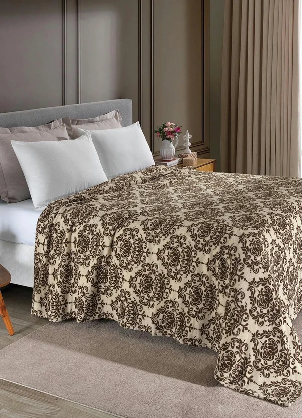 Mundo Lar - Manta Flannel 200 G/M² Bege Casal 1 Peça