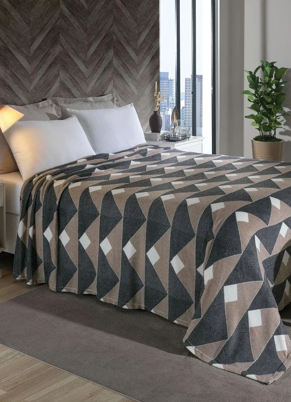 Mundo Lar - Manta Flannel 200 G/M² Chevron Casal 1 Peça