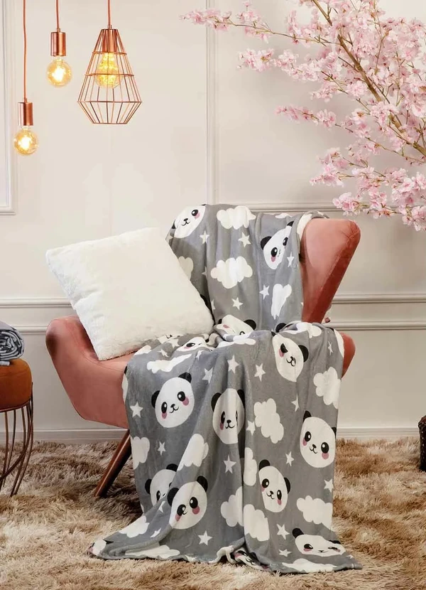 Mundo Lar - Manta Flannel 200 G/M² Panda Cinza Casal 2