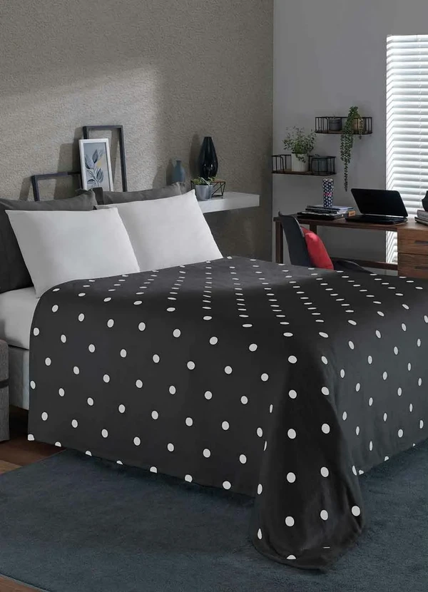 Mundo Lar - Manta Flannel 200 G/M² Poá Preto Casal 1 Peça