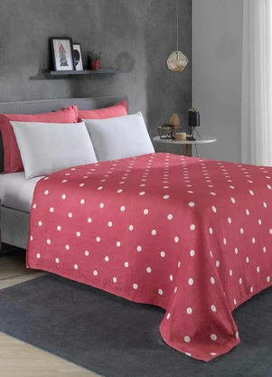 Mundo Lar - Manta Flannel 200 G/M² Poá Vermelha Casal - MUNDO LAR