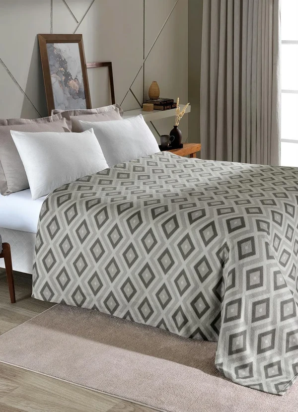 Mundo Lar - Manta Polar Bege Casal 1 Peça