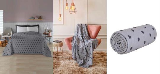 Manta Polar Cinza Casal 1 Pe�a