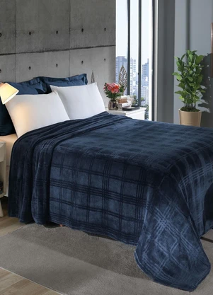 Mundo Lar - Cobertor Flannel Azul Queen 1 Peça - MUNDO LAR