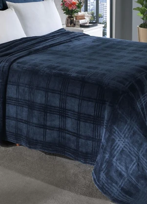 Mundo Lar - Cobertor Flannel Azul Queen 1 Peça - MUNDO LAR