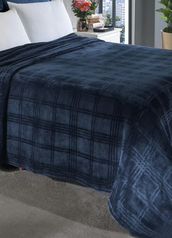 Mundo Lar - Cobertor Flannel Azul Queen 1 Peça 2