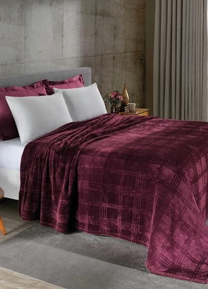 Mundo Lar - Cobertor Flannel Bordô Queen 1 Peça - MUNDO LAR