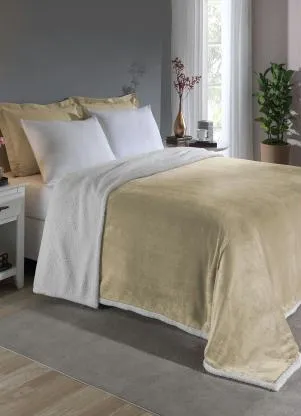 Mundo Lar - Cobertor Sherpa Dupla Face Bege Queen 1 Peça - MUNDO LAR