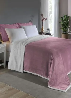 Mundo Lar - Cobertor Sherpa Dupla Face Rosa Queen 1 Peça - MUNDO LAR