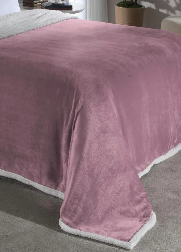 Mundo Lar - Cobertor Sherpa Dupla Face Rosa Queen 1 Peça 3