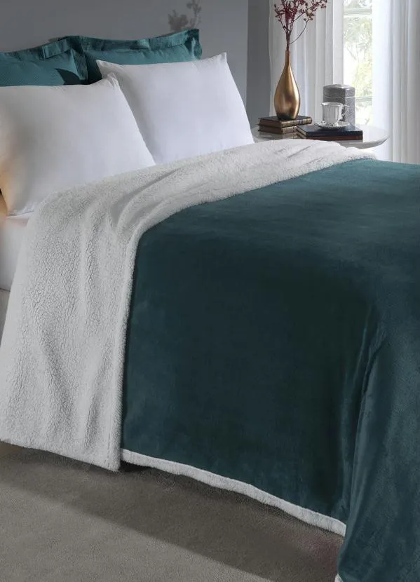 Mundo Lar - Cobertor Sherpa Dupla Face Verde Queen 1 Peça 2