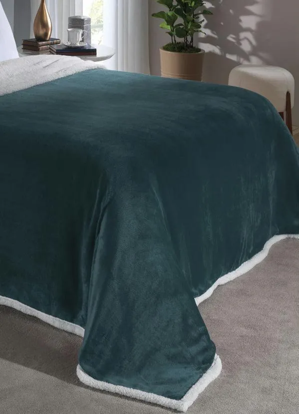 Mundo Lar - Cobertor Sherpa Dupla Face Verde Queen 1 Peça 3