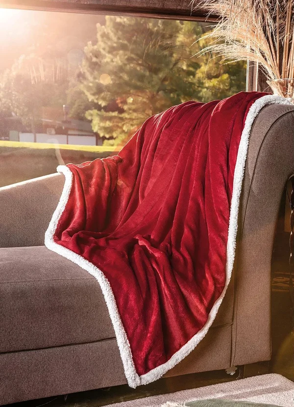 Mundo Lar - Cobertor Sherpa Vermelho Queen 1 Peça 2