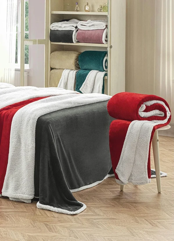 Mundo Lar - Cobertor Sherpa Vermelho Queen 1 Peça 6