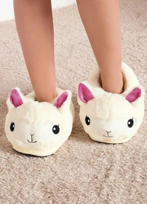 Mundo Lar - Pantufa Lhama Branca 27 Ao 33 - MUNDO LAR