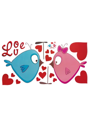 Lar e Lazer - Adesivo Decorativo Casal de Pássaros Amor - LAR E LAZER