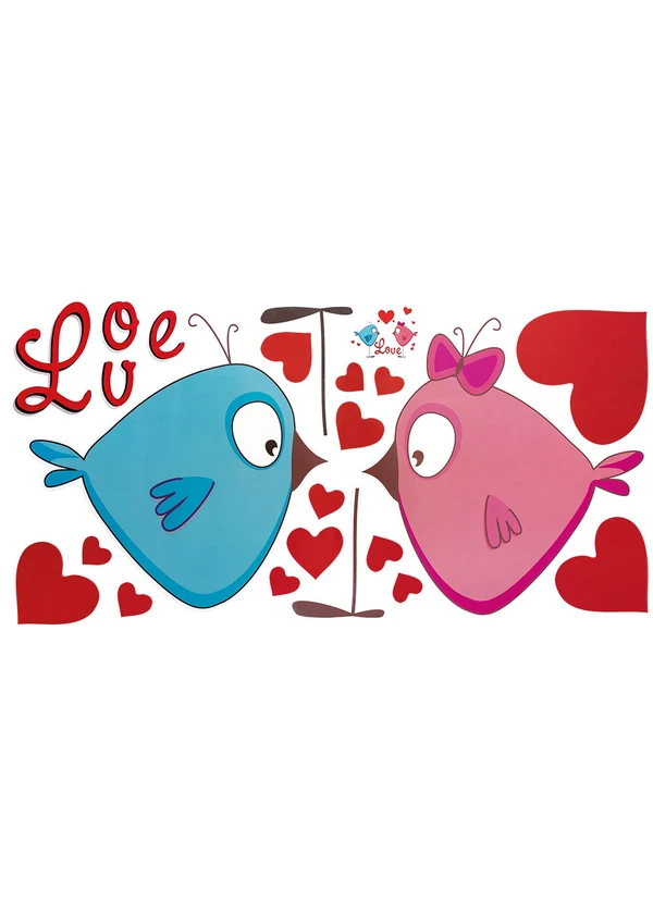 Lar e Lazer - Adesivo Decorativo Casal de Pássaros Amor 2