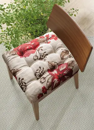 Lar e Lazer - Futton Floral Vermelho 1 Peça - LAR E LAZER