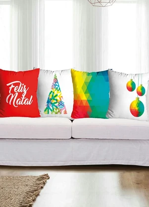 Lar e Lazer - Jogo de Almofadas Natal Amarelo 4 Peças - LAR E LAZER