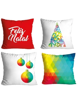 Lar e Lazer - Jogo de Almofadas Natal Amarelo 4 Peças - LAR E LAZER