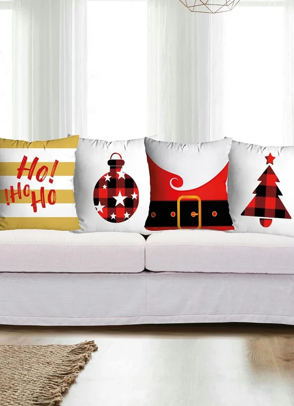 Lar e Lazer - Jogo de Almofadas Natal Branco 4 Peças