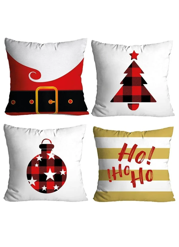 Lar e Lazer - Jogo de Almofadas Natal Branco 4 Peças 2