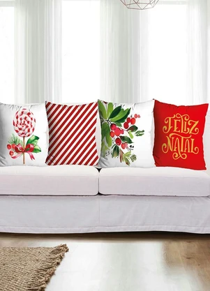 Lar e Lazer - Jogo de Almofadas Natal Dourado 4 Peças - LAR E LAZER