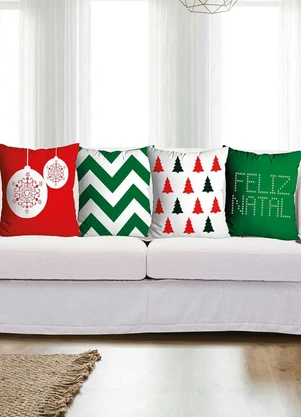 Lar e Lazer - Jogo de Almofadas Natal Verde 4 Peças - LAR E LAZER