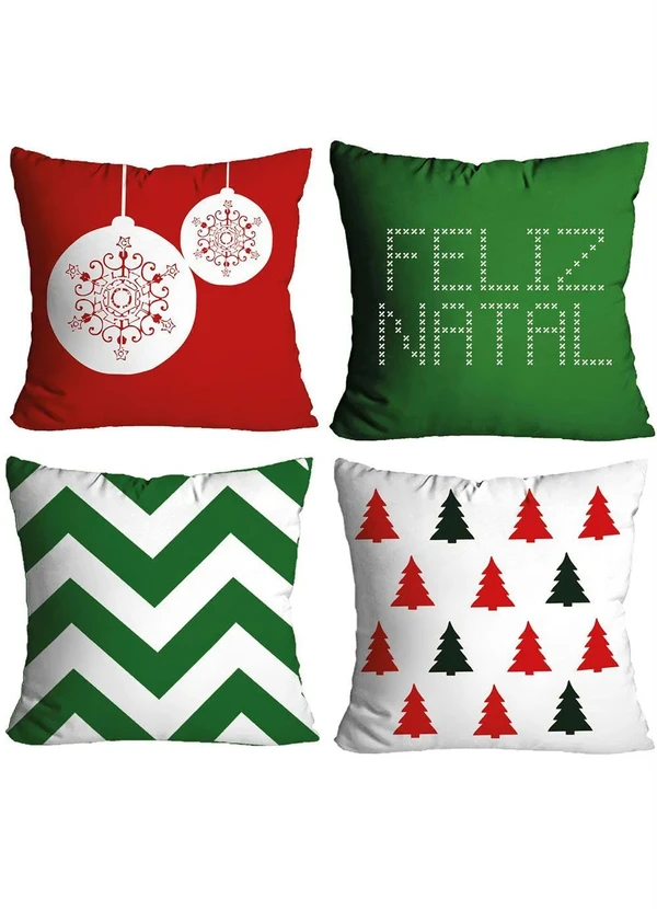 Lar e Lazer - Jogo de Almofadas Natal Verde 4 Peças 2