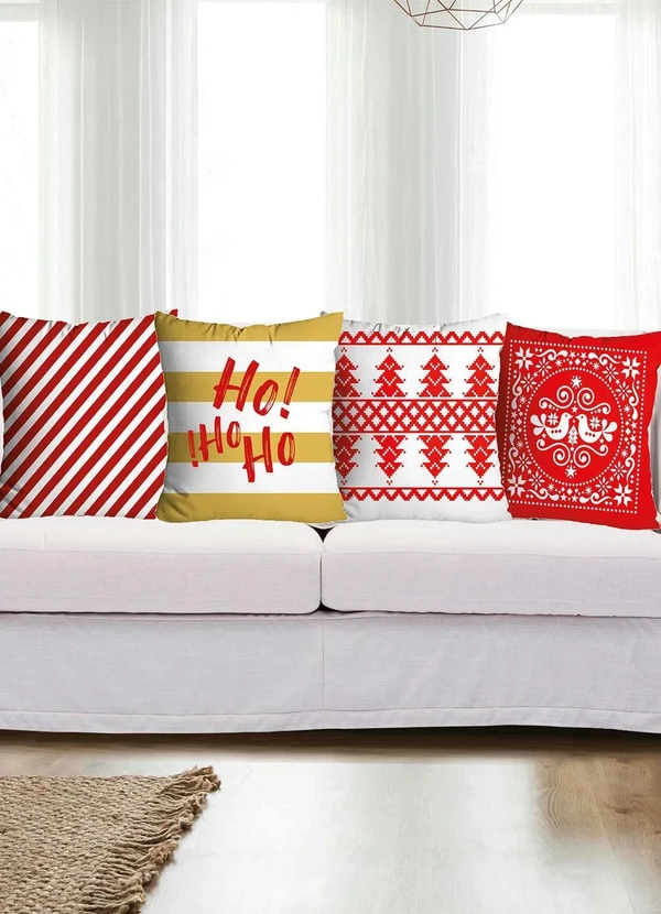Lar e Lazer - Jogo de Almofadas Natal Vermelho 4 Peças 1