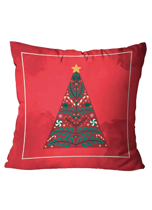 Lar e Lazer - Capa de Almofada Árvore Natalina 1 Peça