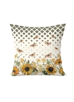 Lar e Lazer - Capa de Almofada Borboleta Girassol 1 Peça - LAR E LAZER