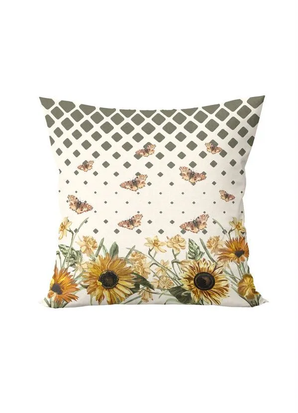 Lar e Lazer - Capa de Almofada Borboleta Girassol 1 Peça