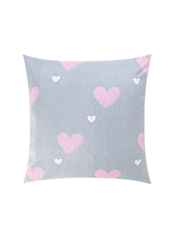 Lar e Lazer - Capa de Almofada Corações Cinza 1 Peça