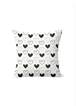 Lar e Lazer - Capa de Almofada Corações Preto 1 Peça - LAR E LAZER