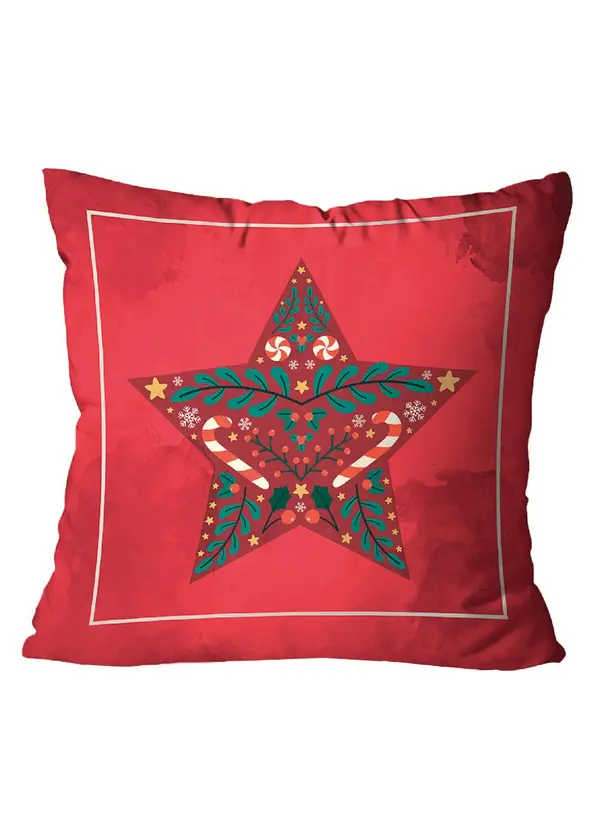 Lar e Lazer - Capa de Almofada Estrela Natalina 1 Peça