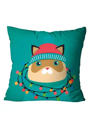 Lar e Lazer - Capa de Almofada Gatinho Natalino 1 Peça - LAR E LAZER