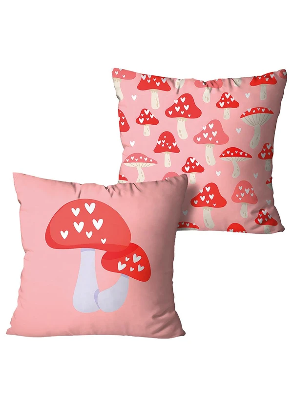 Lar e Lazer - Jogo Capa de Almofada Cogumelos 2 Peças