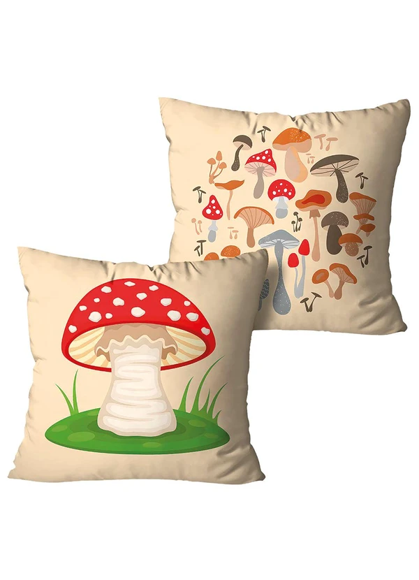 Lar e Lazer - Jogo Capa de Almofada Cogumelos 2 Peças 1