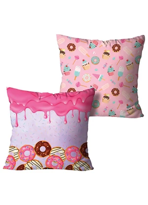 Lar e Lazer - Jogo Capa de Almofada Donuts 2 Peças - LAR E LAZER