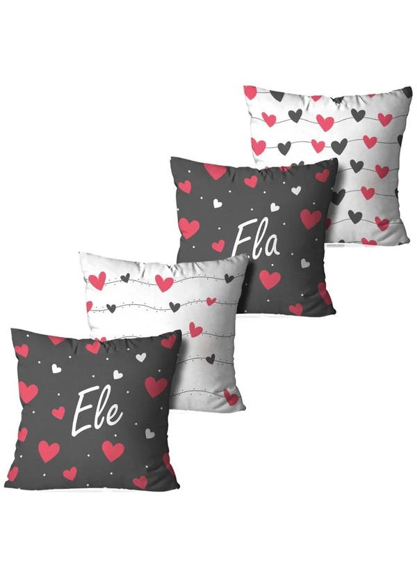 Lar e Lazer - Jogo Capa de Almofada Ele e Ela 4 Peças 1