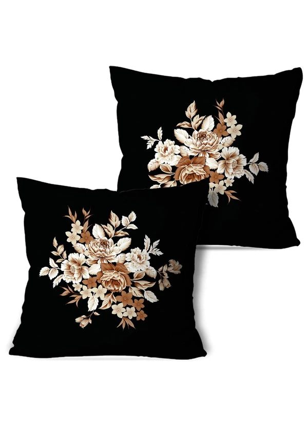 Lar e Lazer - Jogo Capa de Almofada Flores Douradas 2 Peças