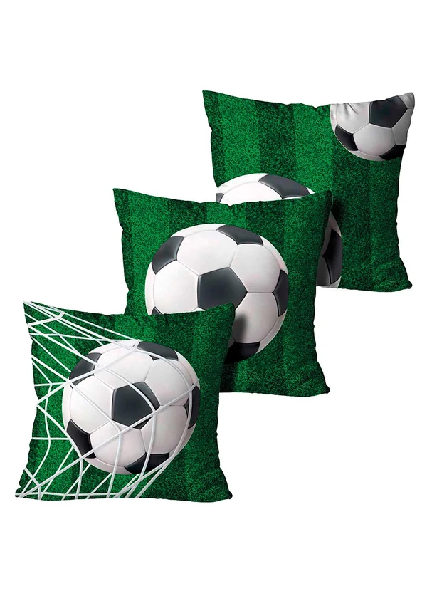 Lar e Lazer - Jogo Capa de Almofada Futebol 3 Peças