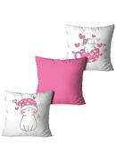 Jogo Capa de Almofada Gatinhos Rosa 3 Pe�as