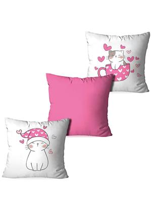 Jogo Capa de Almofada (Gatinhos Rosa) 3 Peas