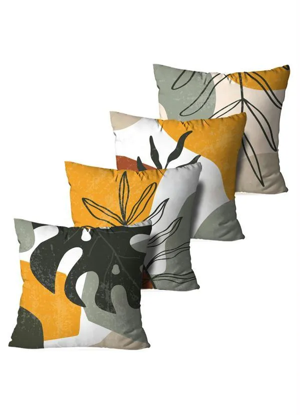 Lar e Lazer - Jogo Capa de Almofadas Folhas 4 Peças